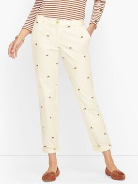 TALBOTS RELAXED CHINOS - EMBROIDERED ELEPHANT, SIZE 8, GREAT CONDITION